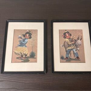 Vintage Native American Art Monteague Litho Print Little Wild Wind Signed